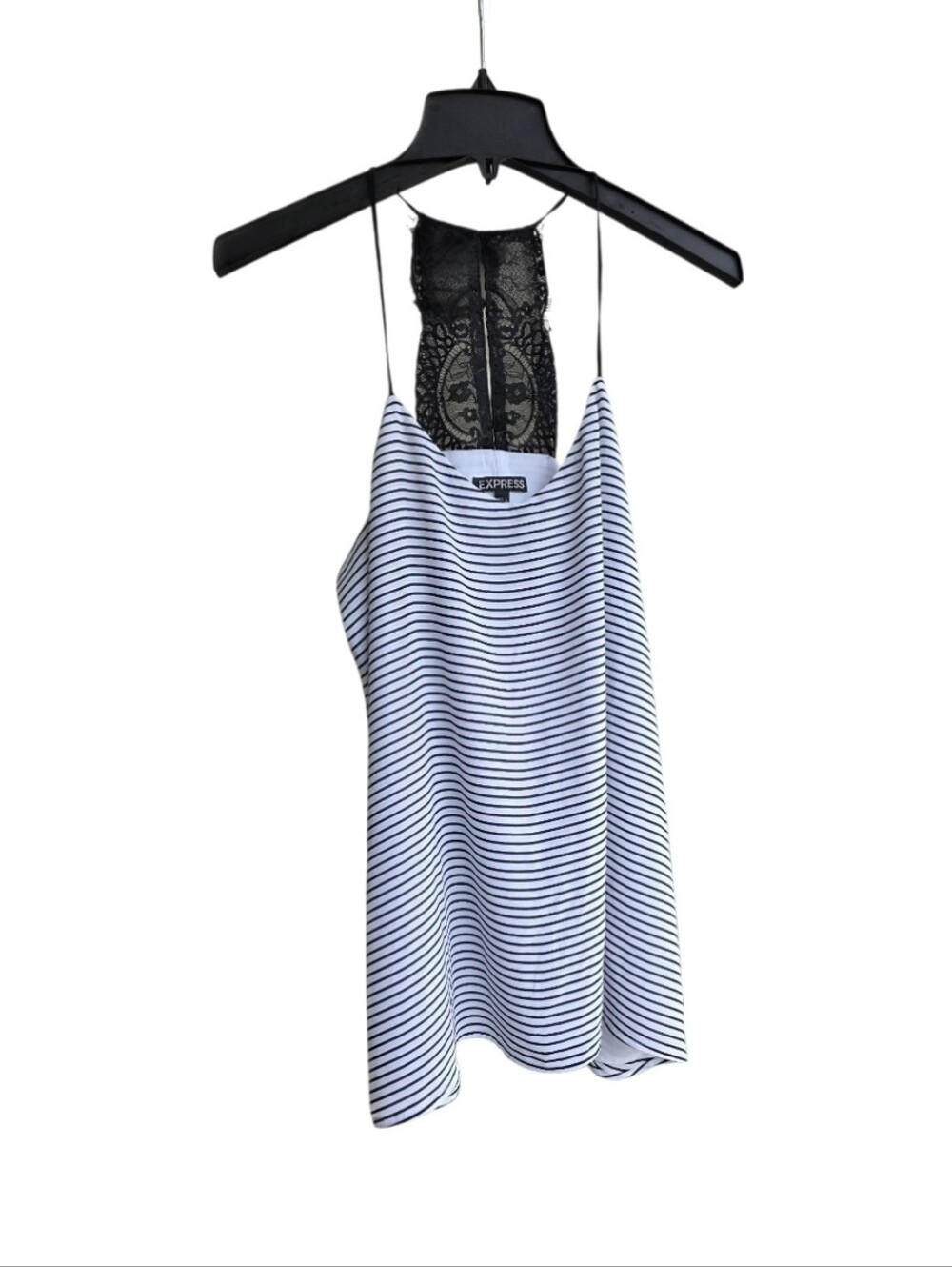 Express Black White Striped Lace Cami NWOT Size Medium Layered Tank